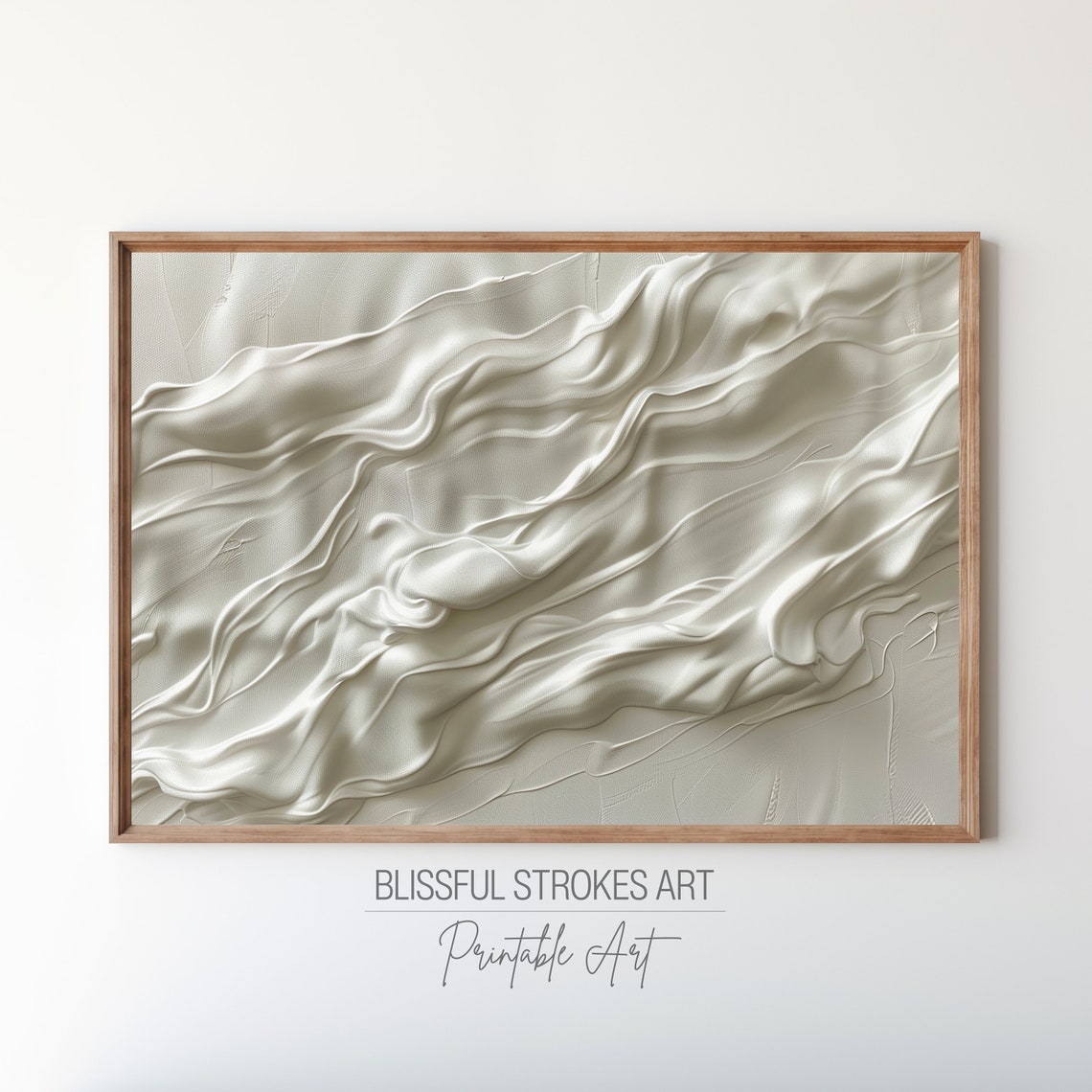 Ivory Flowing Waves Abstract Neutral Textured Minimalist Poster - Image 4