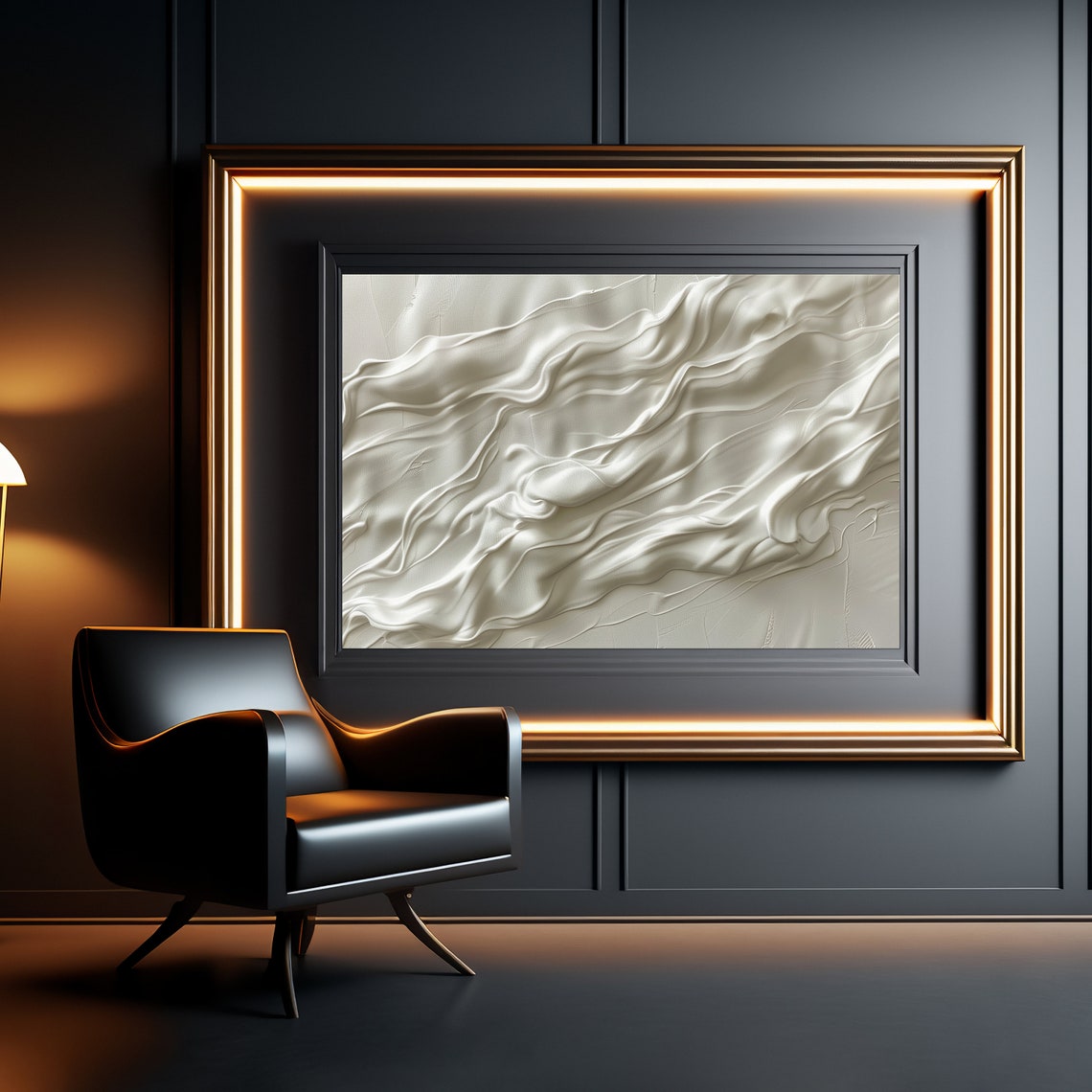 Ivory Flowing Waves Abstract Neutral Textured Minimalist Poster - Image 2