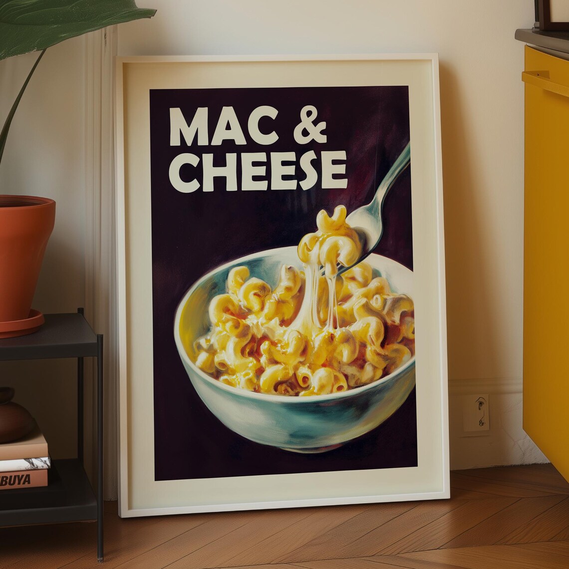Mac And Cheese Retro Diner Poster, Quirky Kitchen