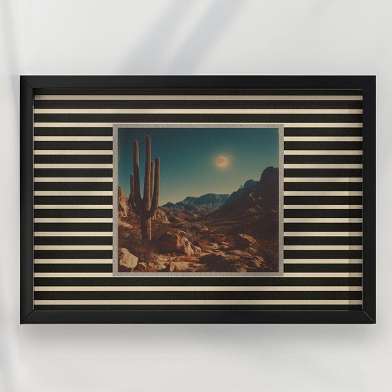 Vintage Desert Print Western Bedroom Poster Cowboy Wall Art Rustic Mid West Century Living Room Decor Retro Mountain