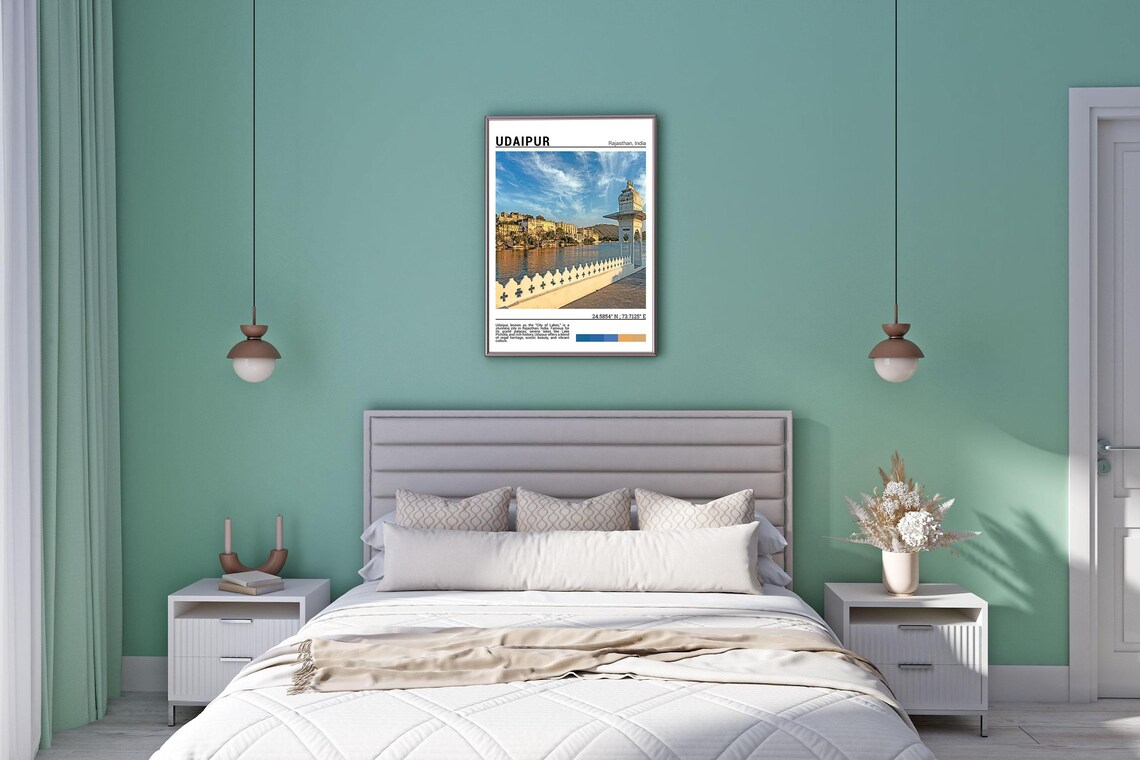Udaipur India City Palace Lake Pichola Golden Sunset Photo Poster - Image 5