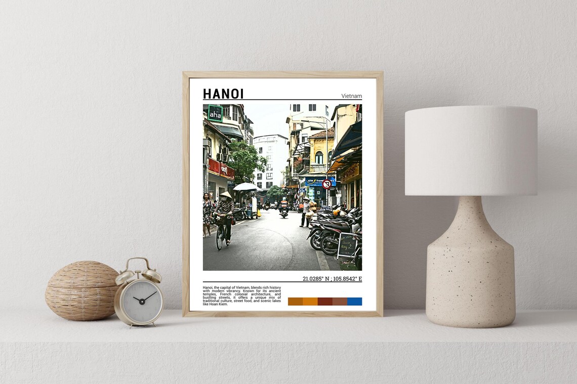 Hanoi Vietnam Old Quarter Street Life Scene Colonial Streets Poster - Image 2