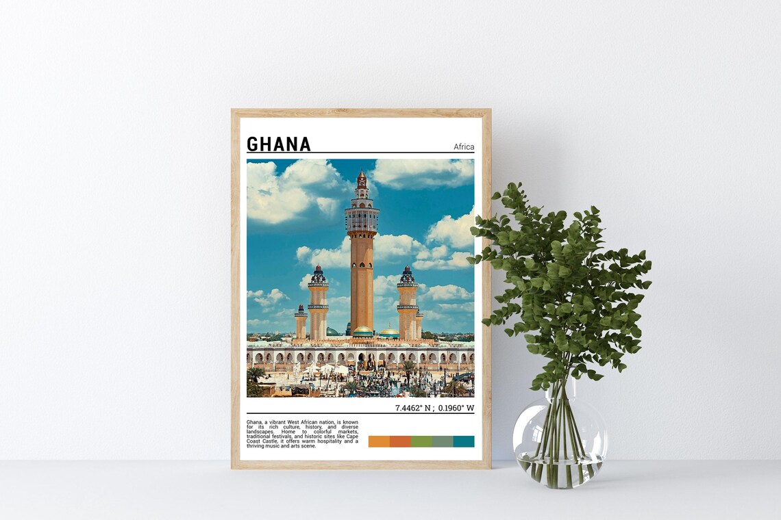 Ghana Africa Grand Mosque Towering Minaret Crowd Plaza Poster - Image 4
