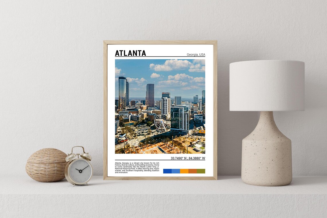 Atlanta Georgia Skyline Ferris Wheel City View Southern City Poster - Image 2