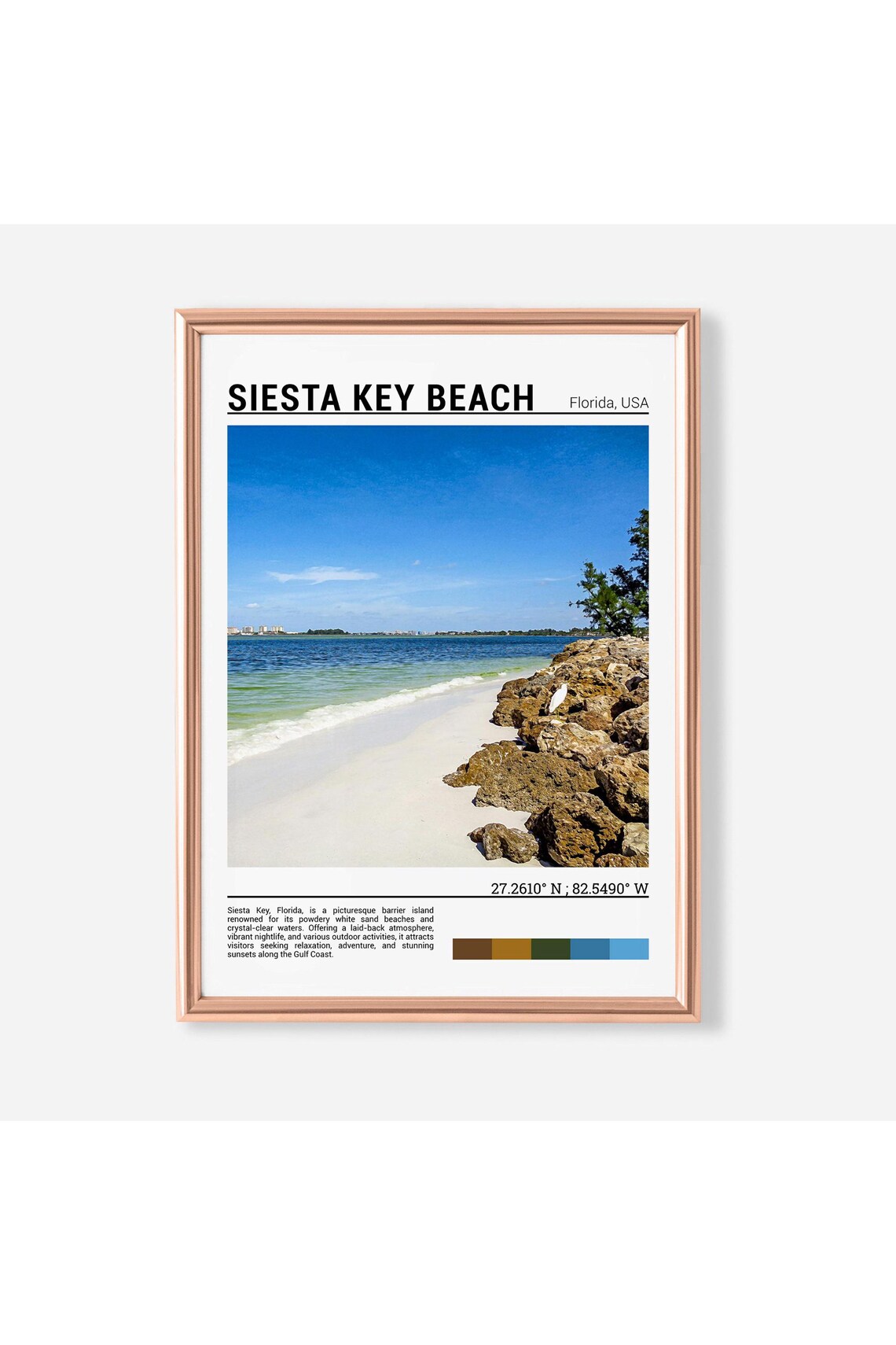 Siesta Key Beach Florida White Sand Gulf Coast Travel Poster