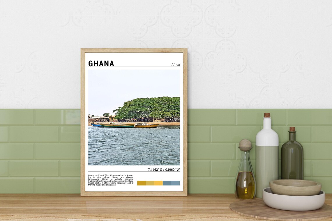 Ghana West Africa Colorful Fishing Boats Beach Scene Photo Poster - Image 3
