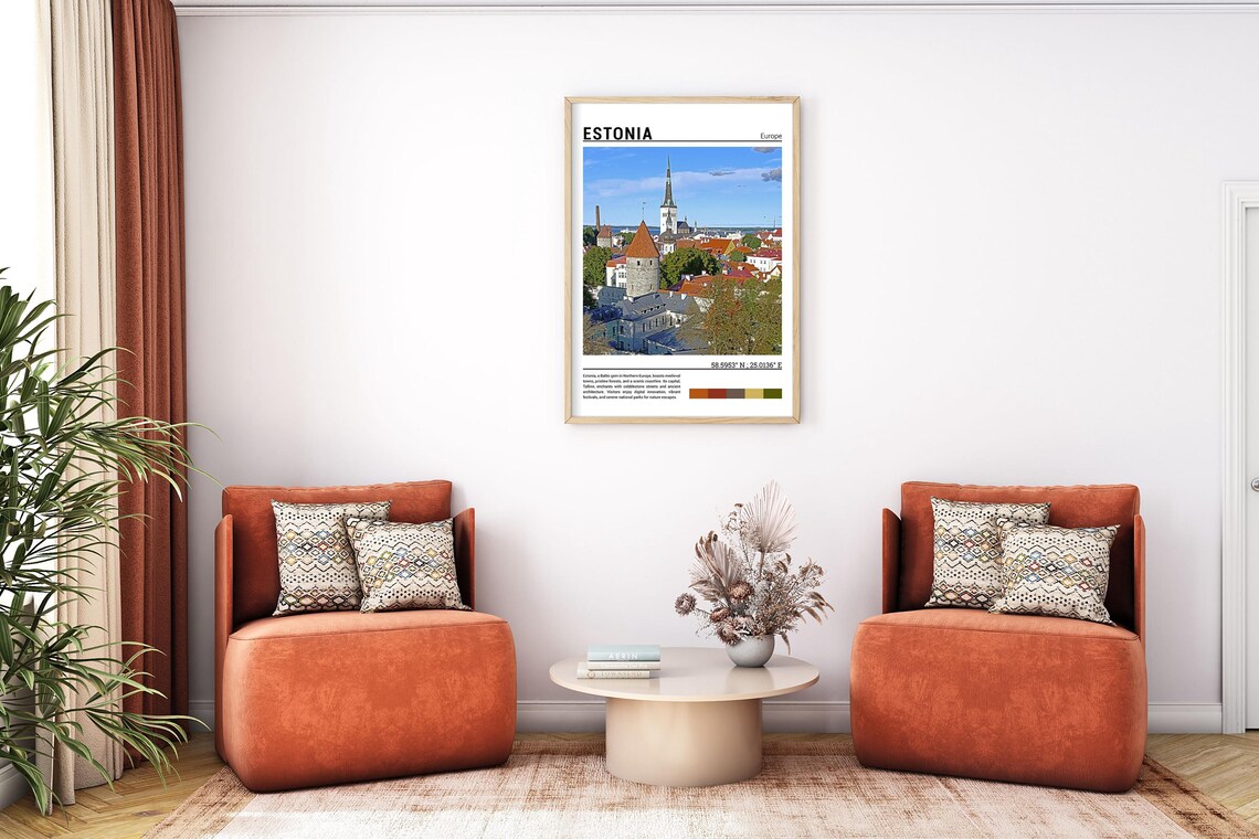 Tallinn Estonia Old Town Medieval Towers Red Rooftops Skyline Poster - Image 7