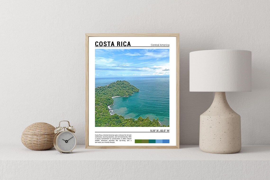 Costa Rica Lush Rainforest Headland Turquoise Bay Aerial Poster - Image 2