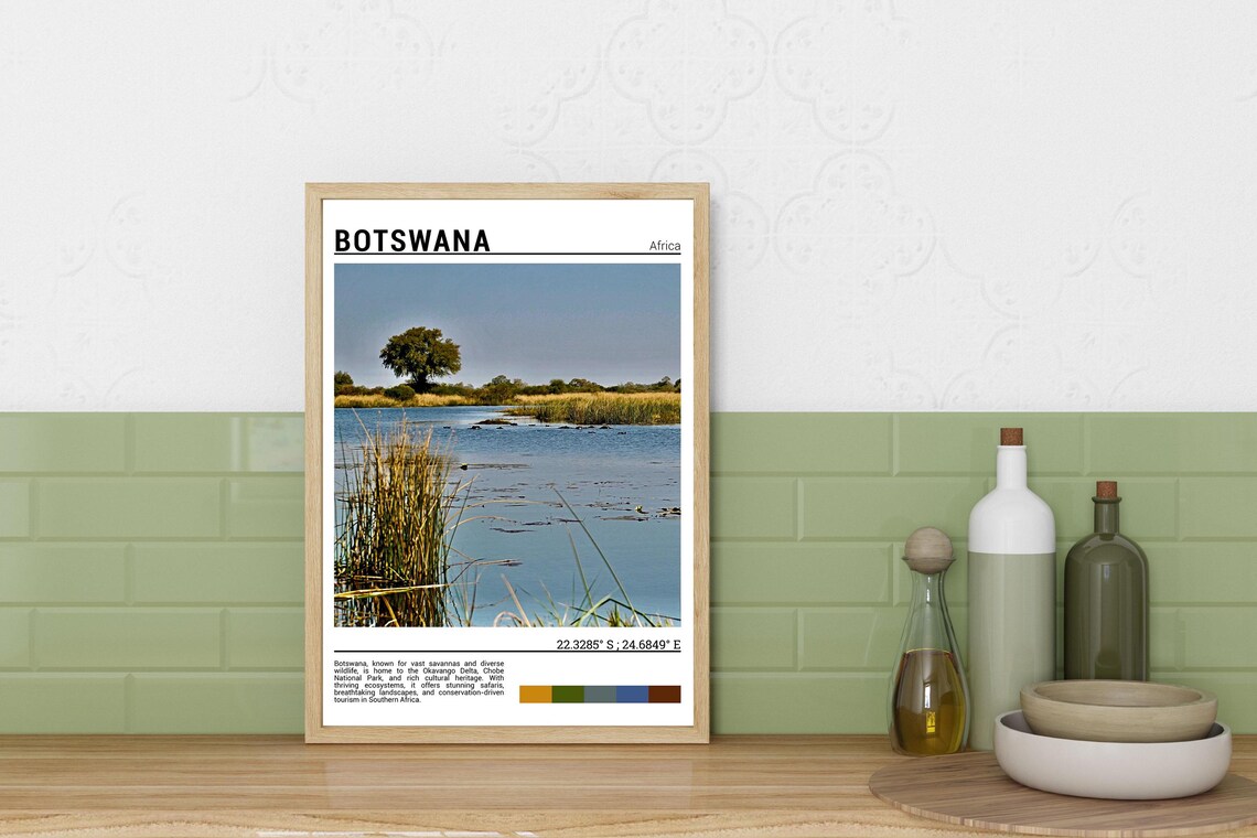 Botswana Okavango Delta Wetland Reeds Lone Tree Safari Poster - Image 5