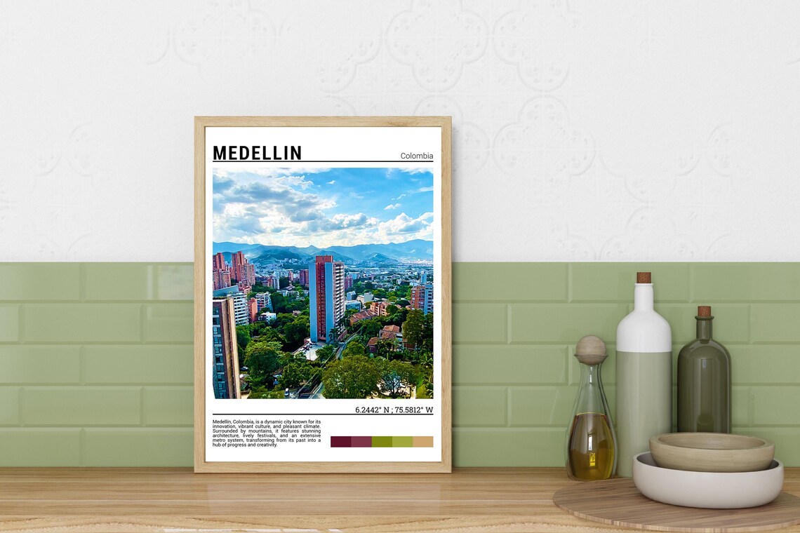 Medellin Colombia Travel Poster, Wall Art Print - Image 6