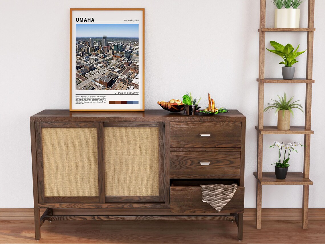 Omaha Nebraska Downtown Aerial Cityscape Heartland Travel Poster - Image 6