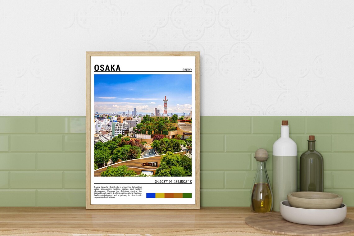 Osaka Japan Skyline Cityscape Tower View Urban Travel Poster - Image 3
