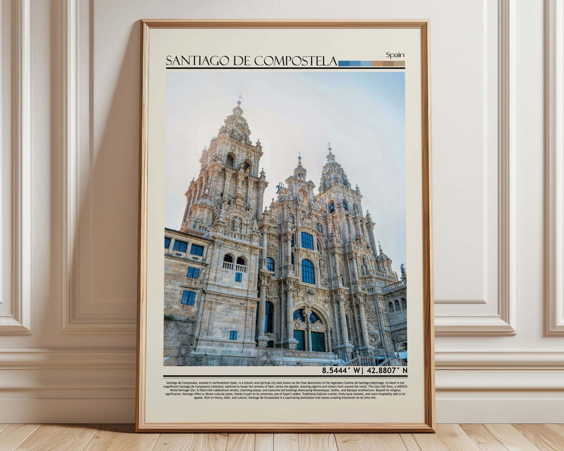 Santiago de Compostela Spain Cathedral Travel Wall Decor Poster