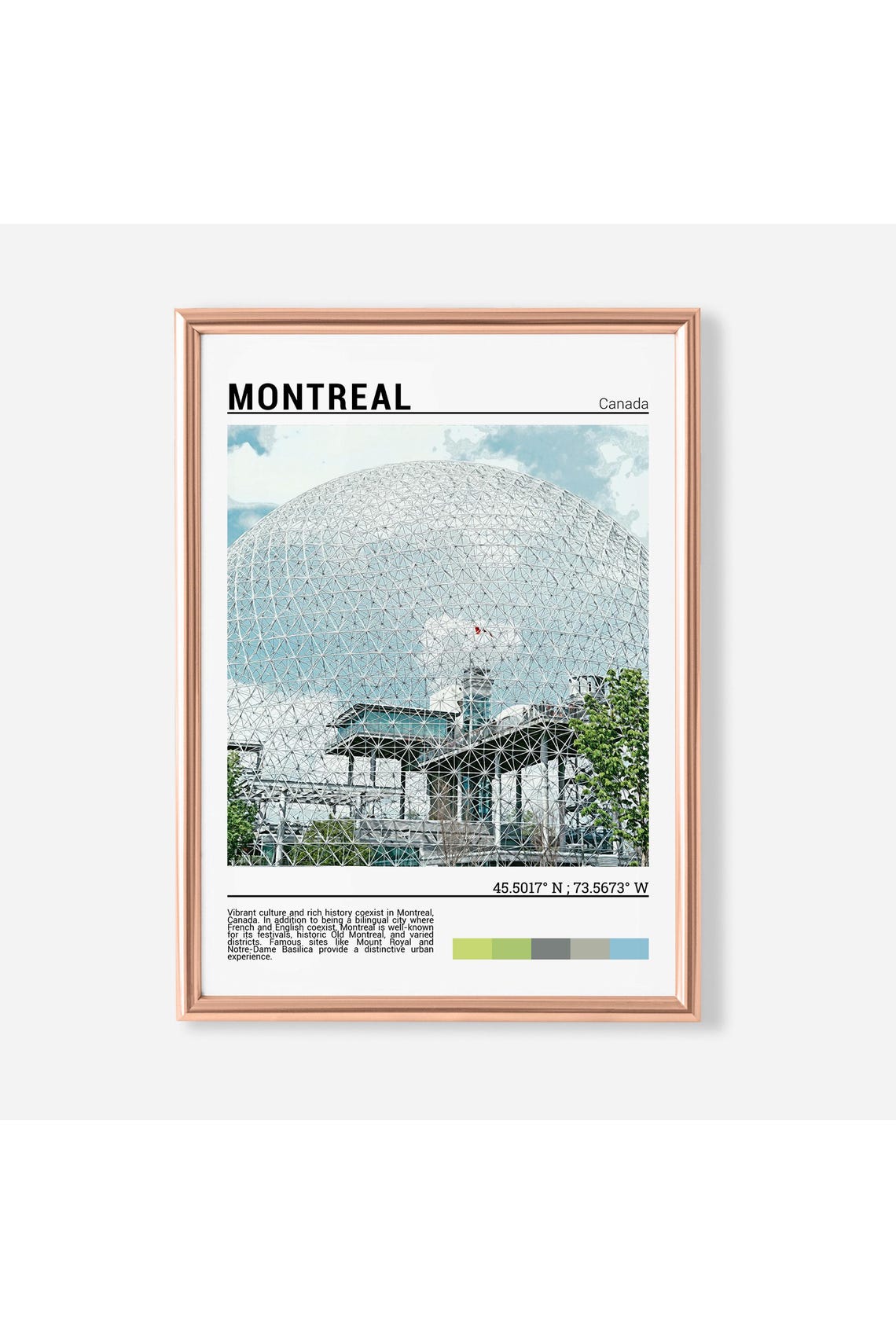 Montreal Canada Biosphere Geodesic Dome Landmark City Travel Poster