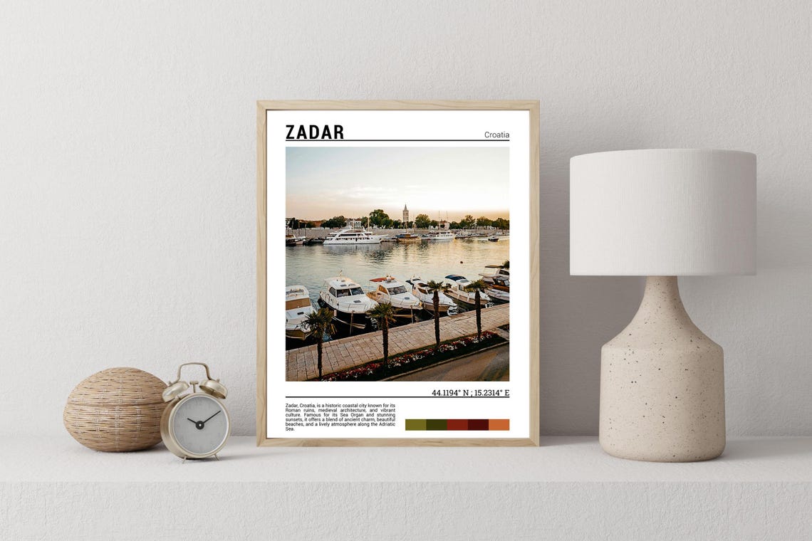 Zadar Croatia Harbor Sunset Boats Adriatic Coast Travel Poster - Image 2
