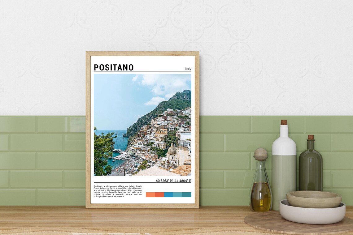 Positano Italy Amalfi Coast Colorful Cliffside Village Photo Poster - Image 3