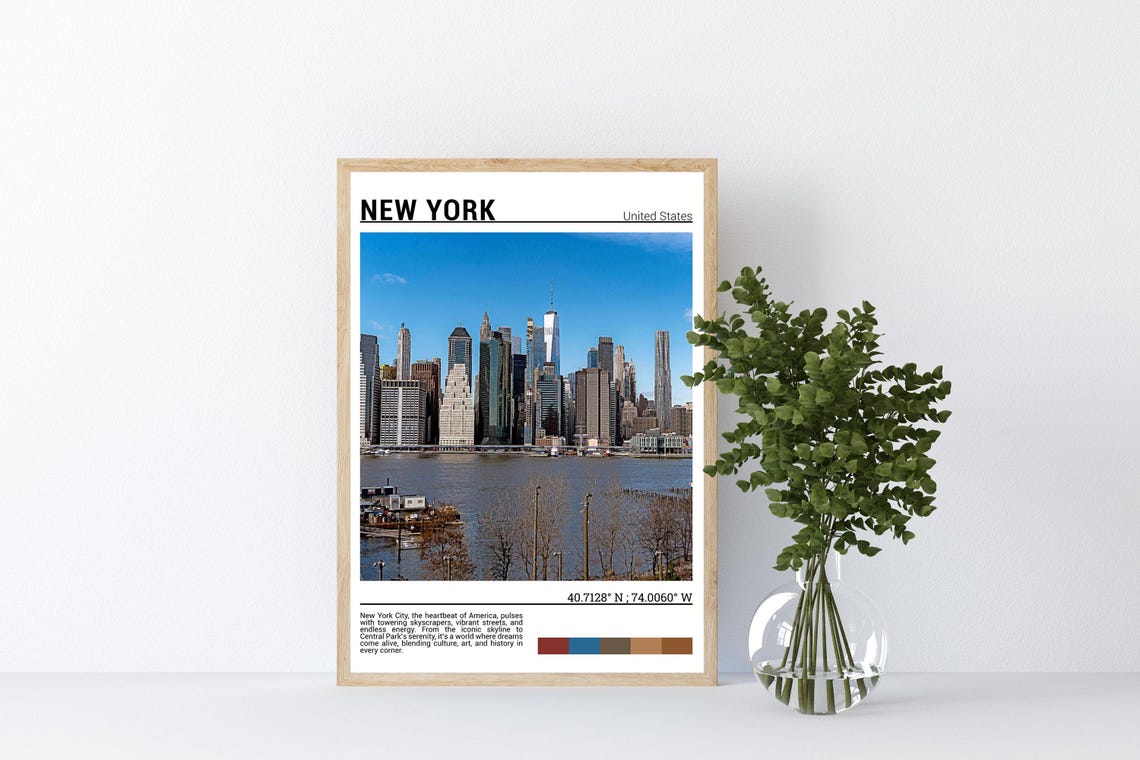 New York City Manhattan Skyline Waterfront Towers Day Poster - Image 4