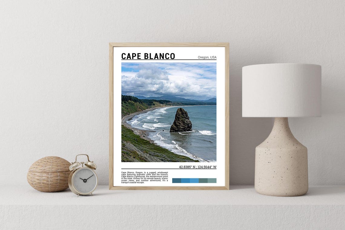 Cape Blanco Oregon Dramatic Sea Stack Coastline Photo Poster - Image 2
