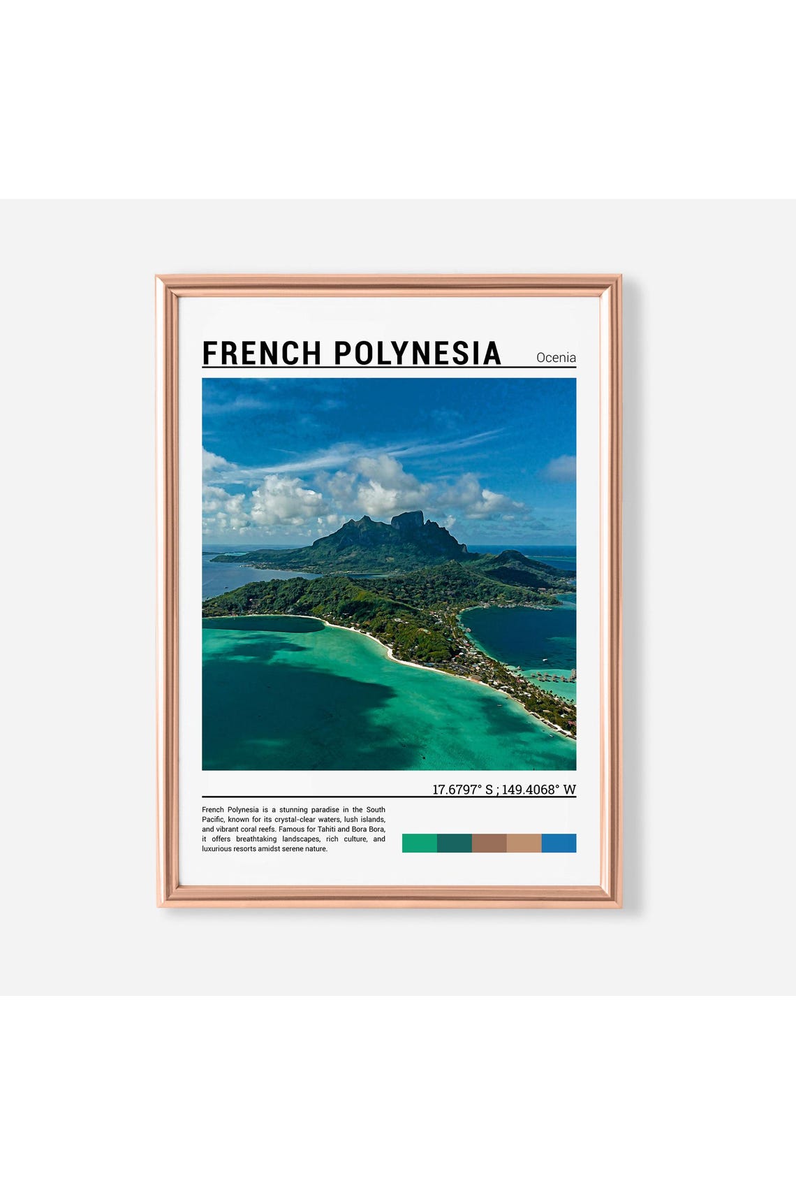 French Polynesia Tropical Island Turquoise Lagoon Aerial View Poster