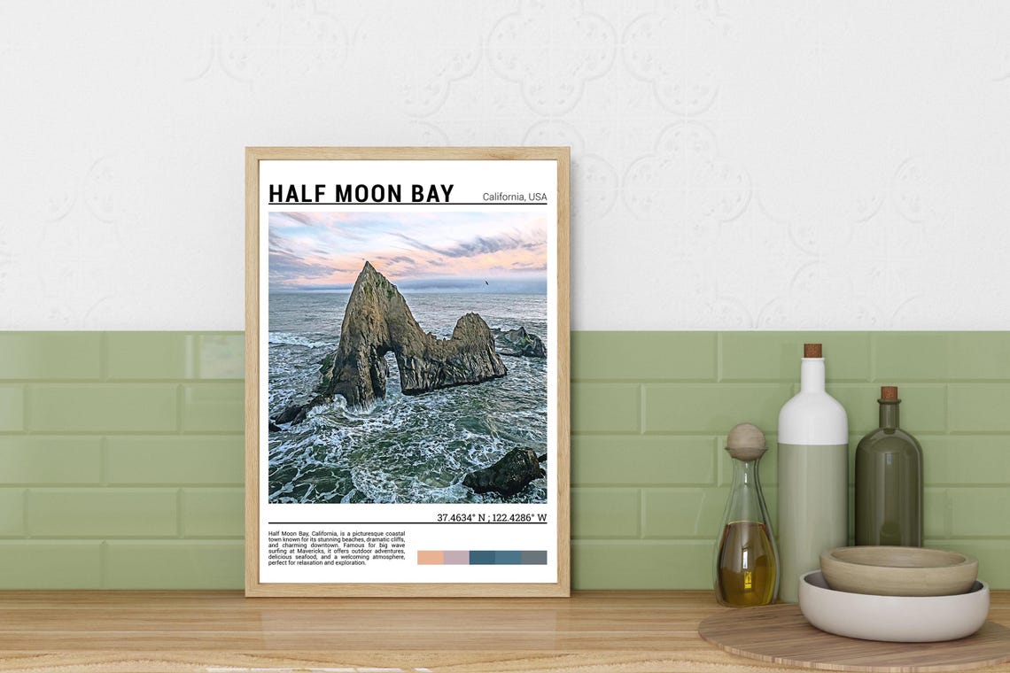 Half Moon Bay Wall Art Print Half Moon Bay Photo California Usa Artwork - Image 3
