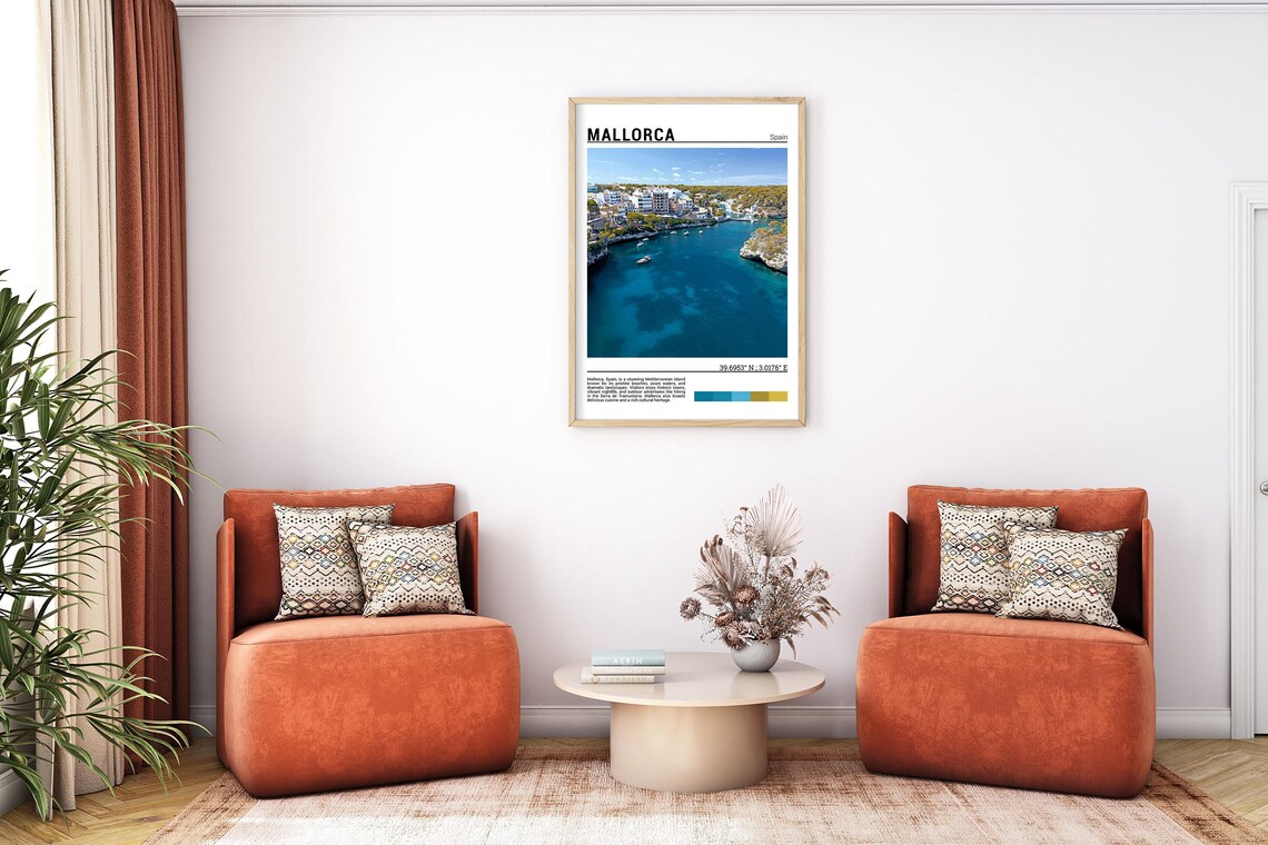 Mallorca Spain Turquoise Bay Boats Mediterranean Coast Photo Poster - Image 7