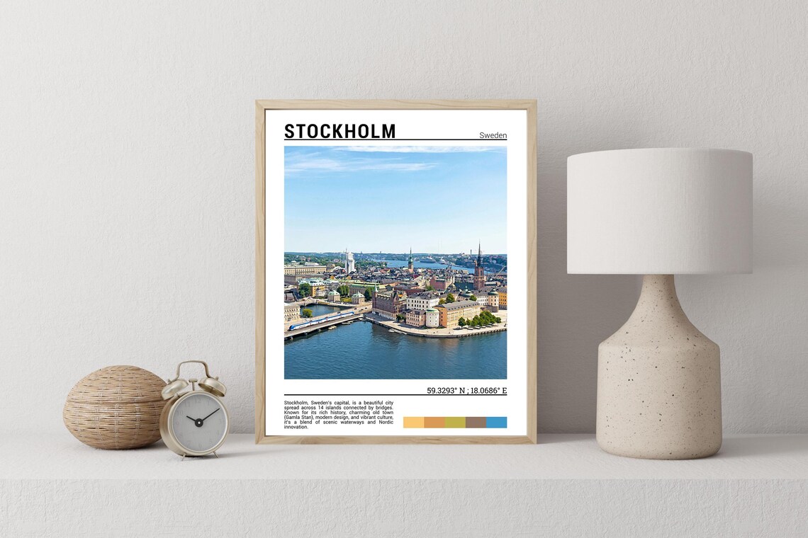 Stockholm Sweden Gamla Stan Old Town Harbor Aerial View Poster - Image 2