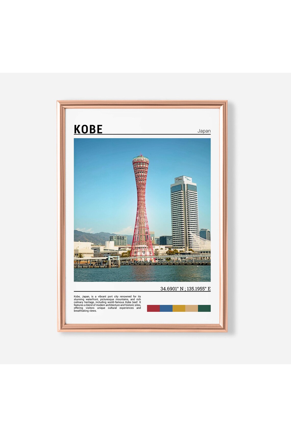 Kobe Japan Port Tower Red Landmark Waterfront Skyline Poster