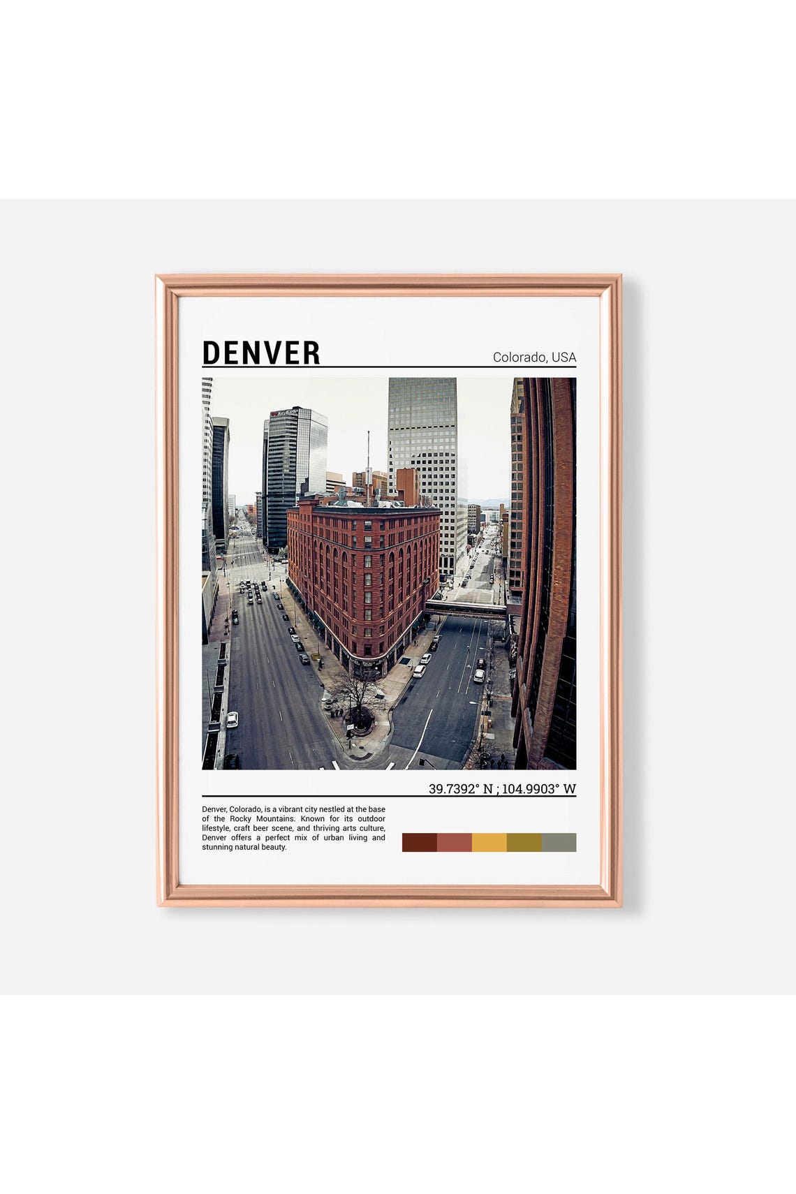 Denver Colorado Downtown Street Grid Historic Brick Building Poster