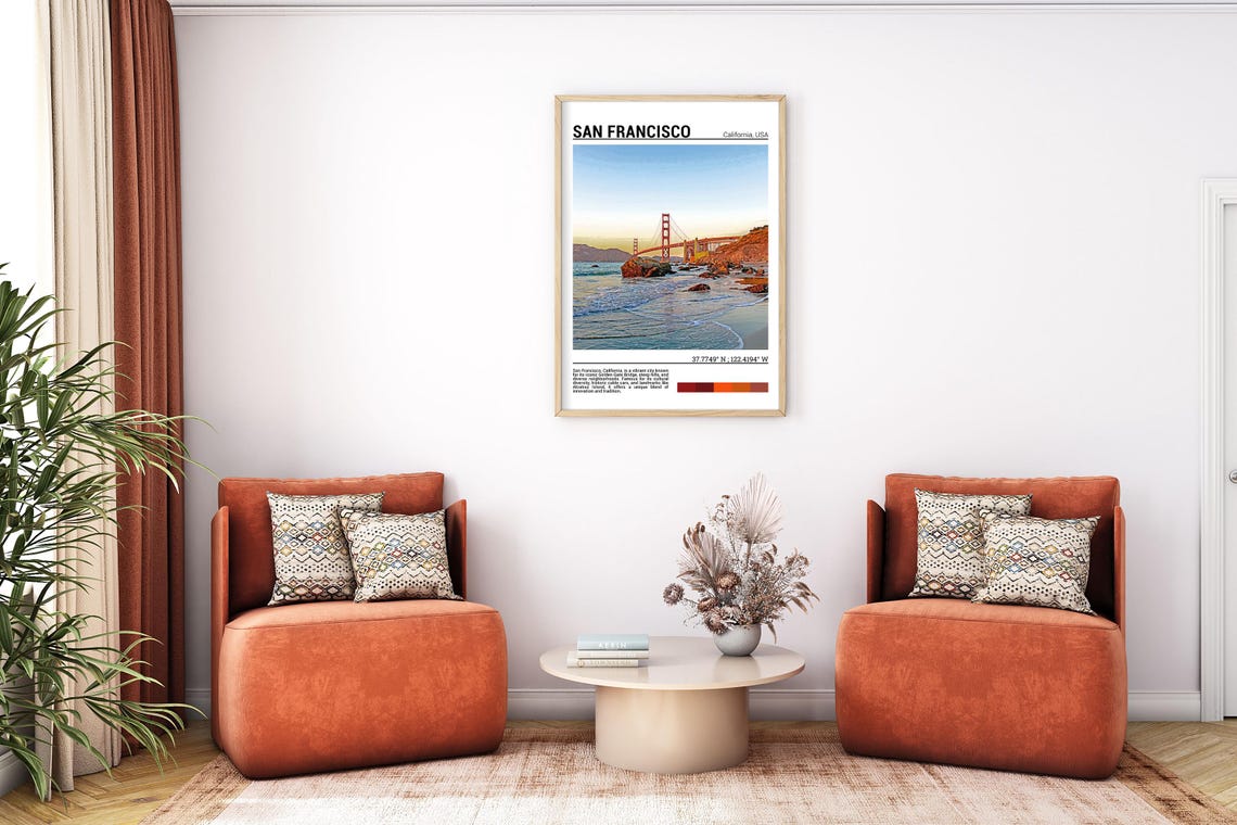 San Francisco Golden Gate Bridge Sunset Beach Waves Photo Poster - Image 7