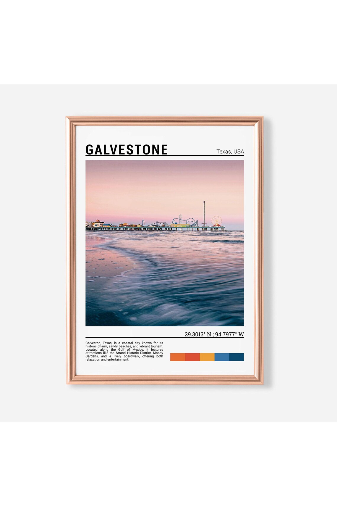 Galveston Texas Pleasure Pier Sunset Beach Boardwalk Photo Poster