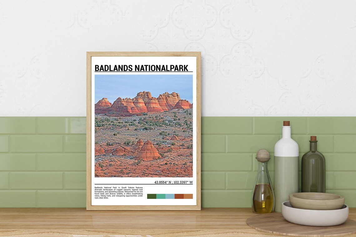 Badlands National Park Red Rock Formations Desert Dramatic Landscape Poster - Image 3