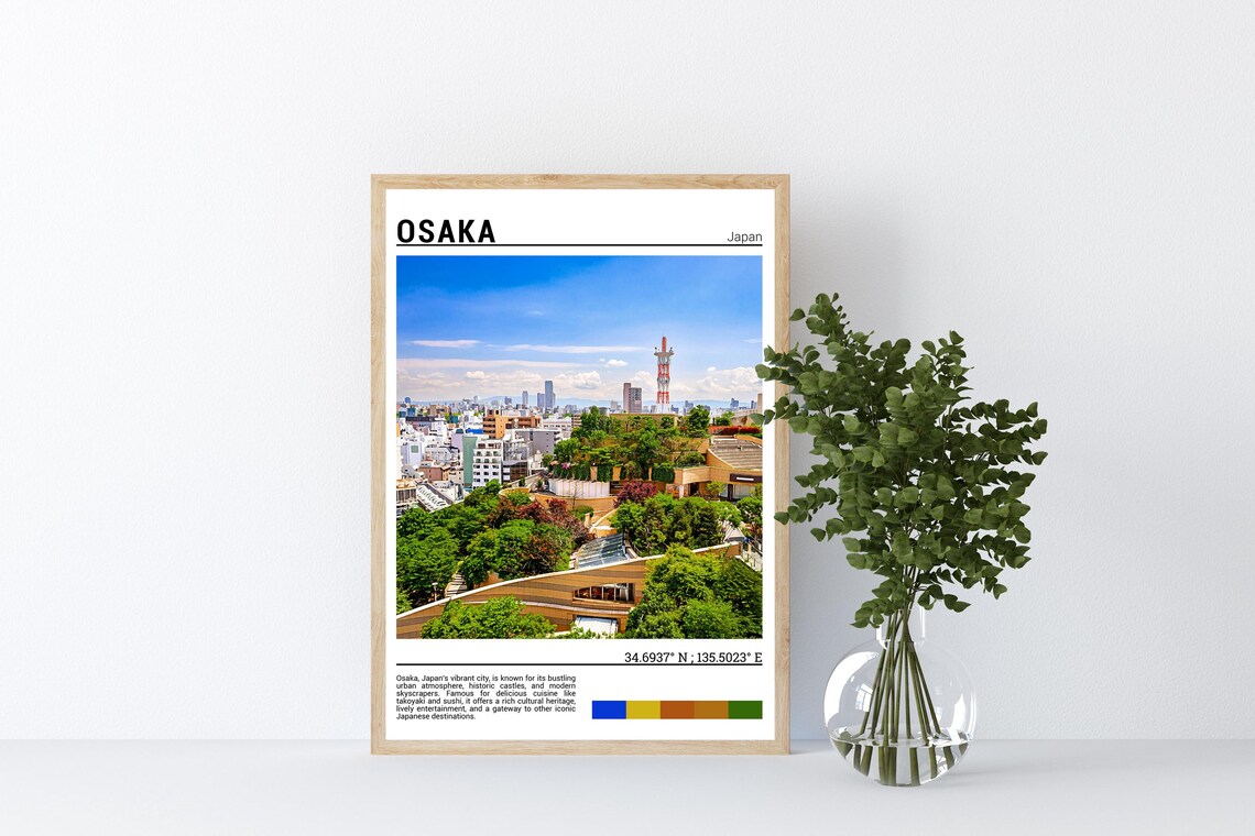 Osaka Japan Skyline Cityscape Tower View Urban Travel Poster - Image 4