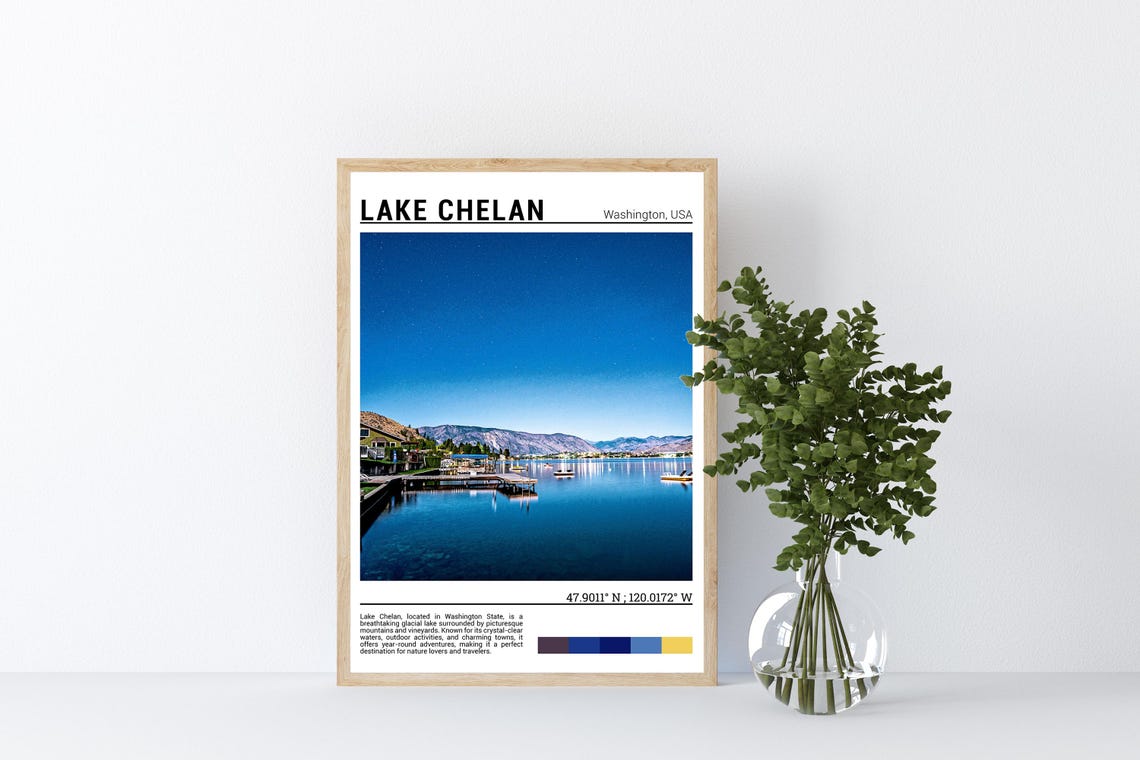 Lake Chelan Washington Starry Night Dock Reflection Photo Poster - Image 4