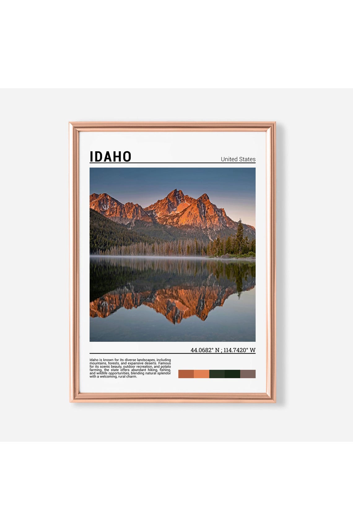Idaho Sawtooth Mountains Mirror Lake Sunrise Reflection Poster