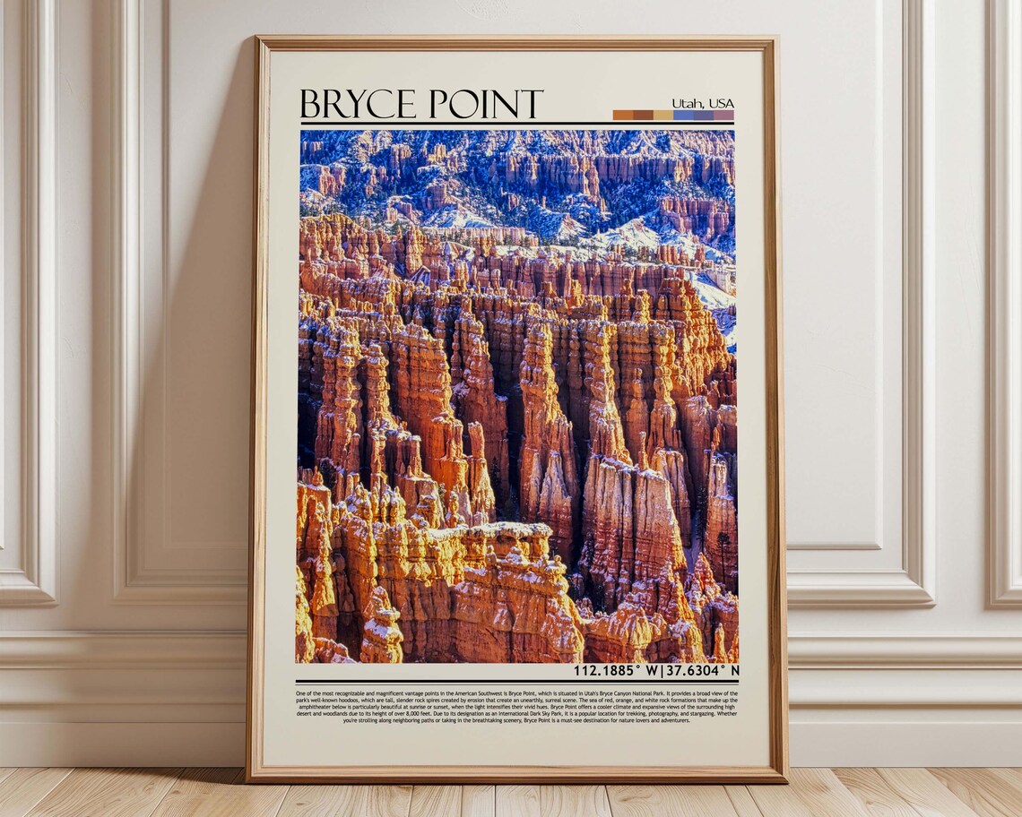 Bryce Point Utah Hoodoos Canyon National Park Travel Photo Poster