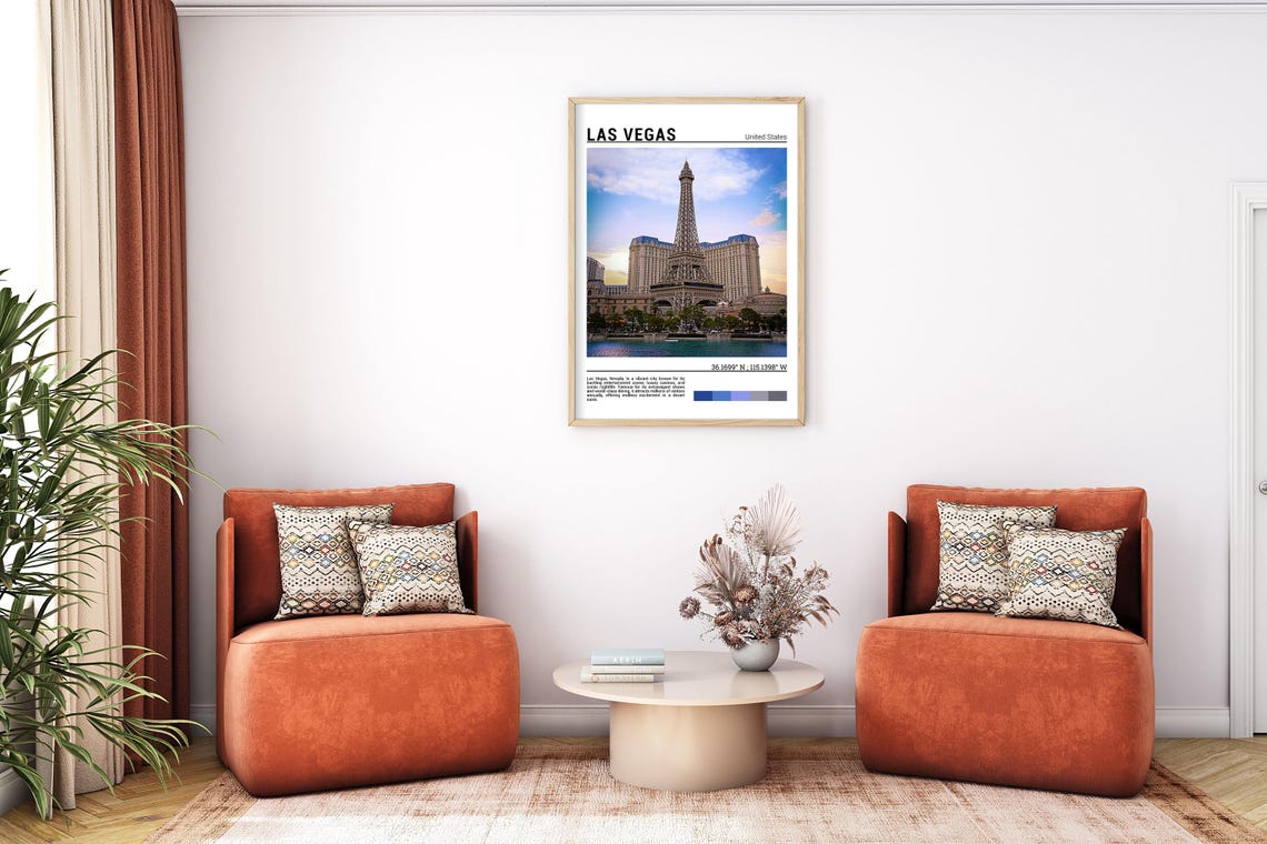 Las Vegas Nevada Paris Eiffel Tower Sunset Strip Resort Travel Poster - Image 7