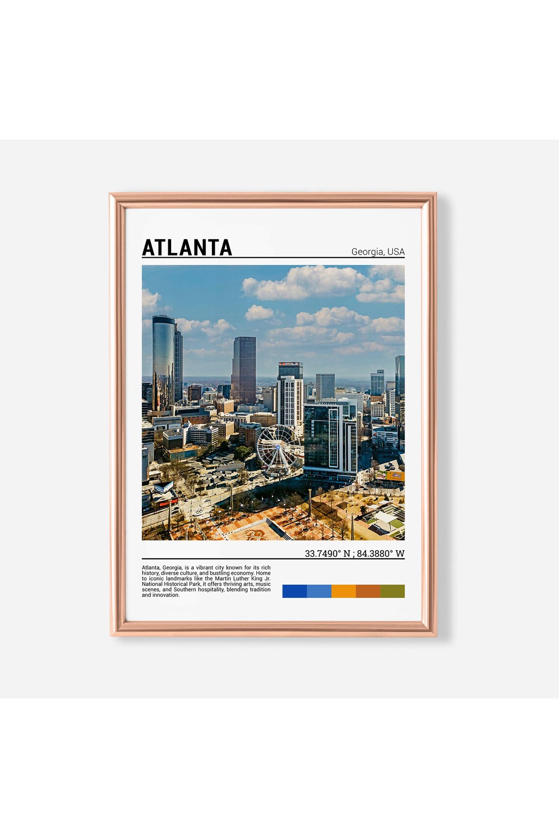 Atlanta Georgia Skyline Ferris Wheel City View Southern City Poster