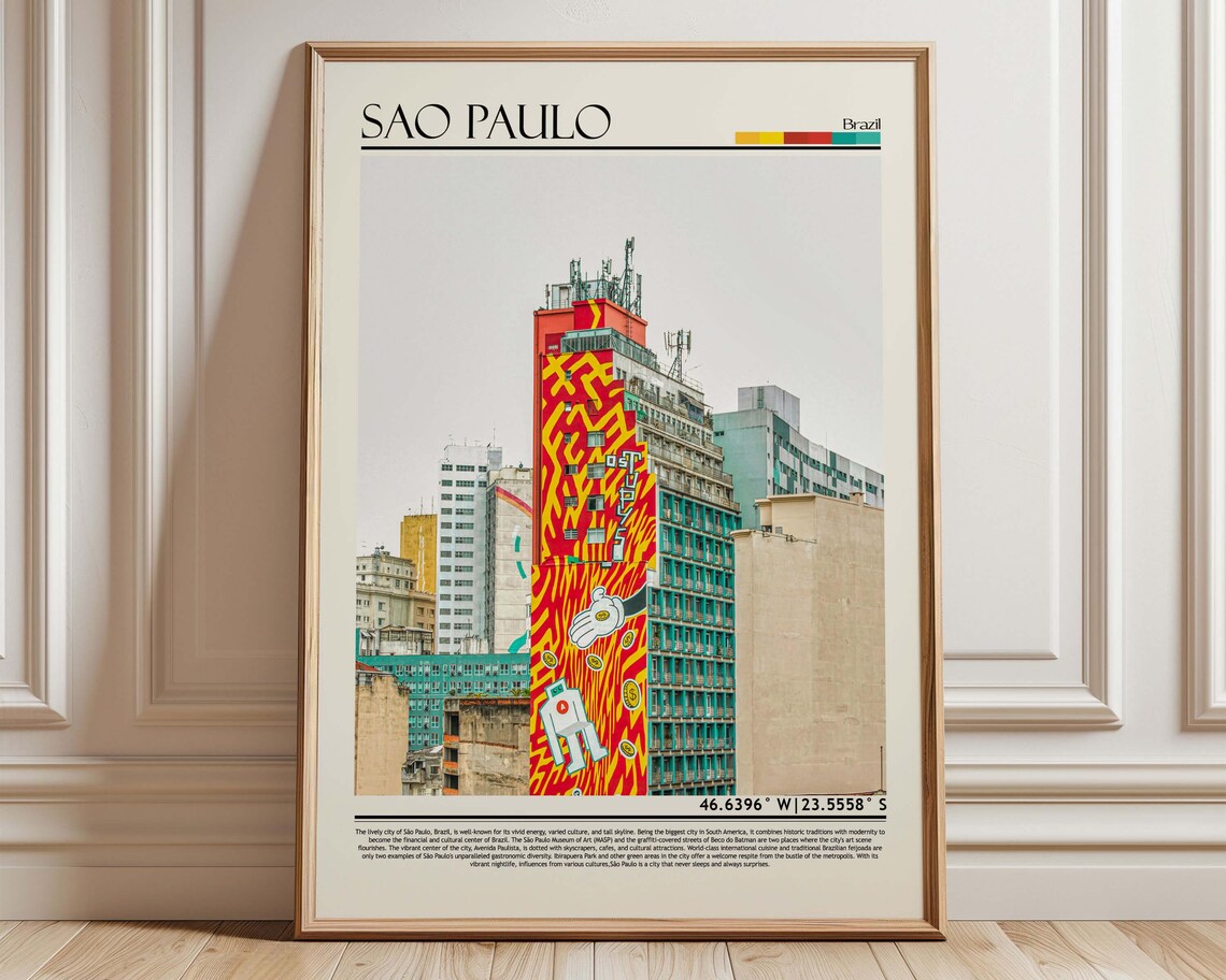 São Paulo Brazil Colorful Street Art Building City Travel Poster