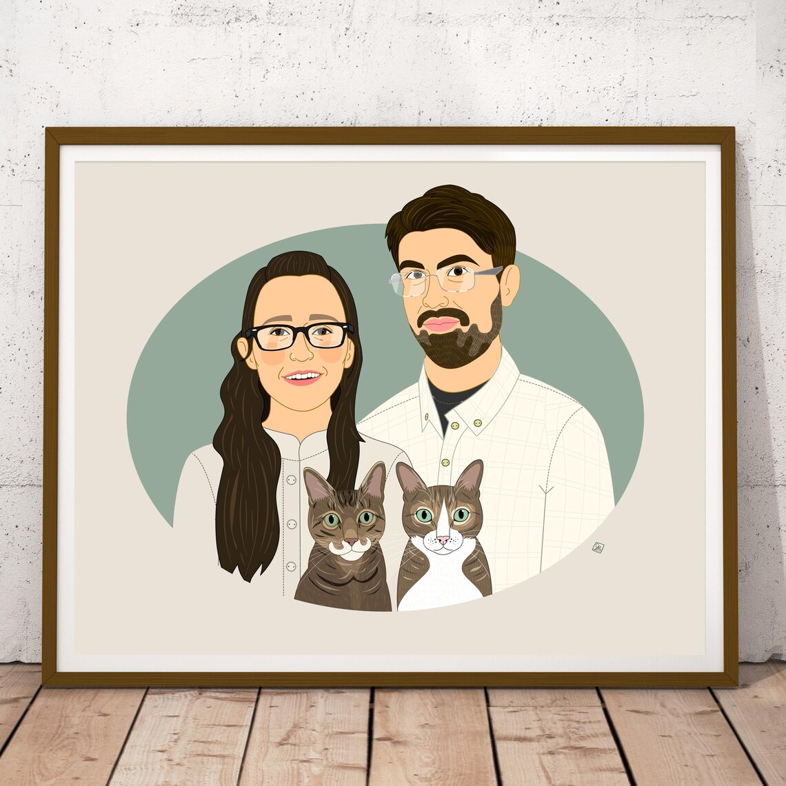 Gift Certificate Couples Portrait With 2 Pets - Image 3