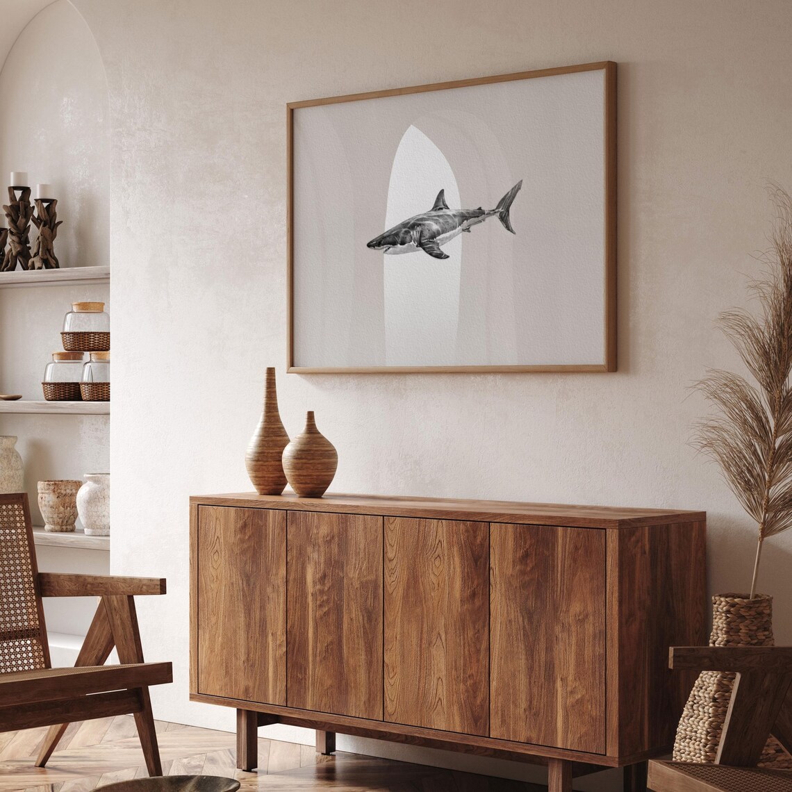 Shark Poster Bundle, Minimalist Paper Texture - Image 4