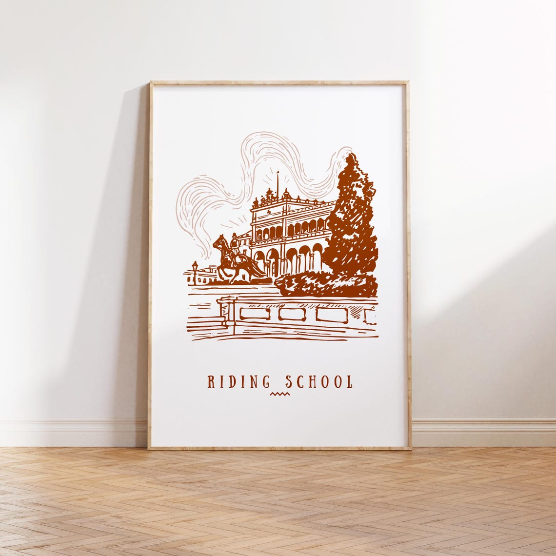 Spanish Riding School Vienna Austria Hand Drawn Illustration Poster