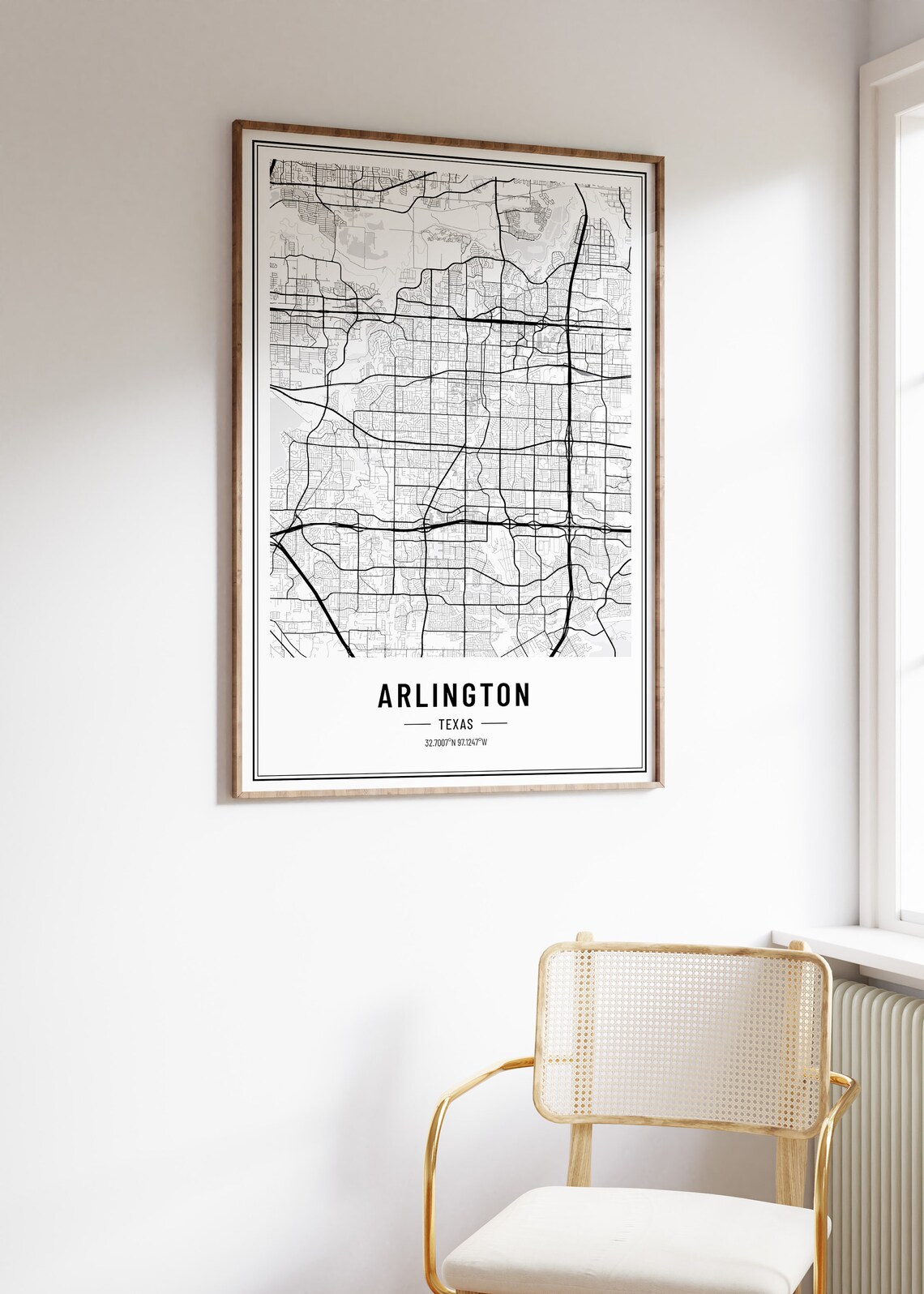 Arlington Texas City Street Map Minimalist Black and White Poster - Image 5