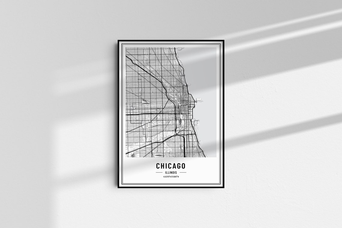 Chicago Illinois Street Map Black and White Minimalist City Poster - Image 4