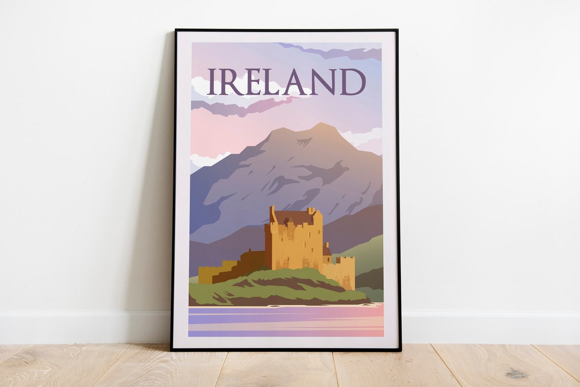 Ireland Travel Poster Ireland Wall Art Irelandtravel Print Irelandwanderlust Poster Ireland Travel Gift Ireland Travel Illustration Art