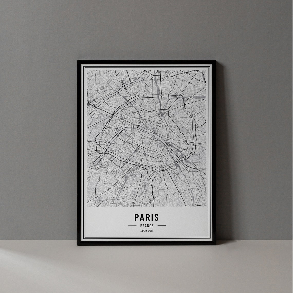 Paris France Street Map Minimalist Line Art Gallery Wall Poster