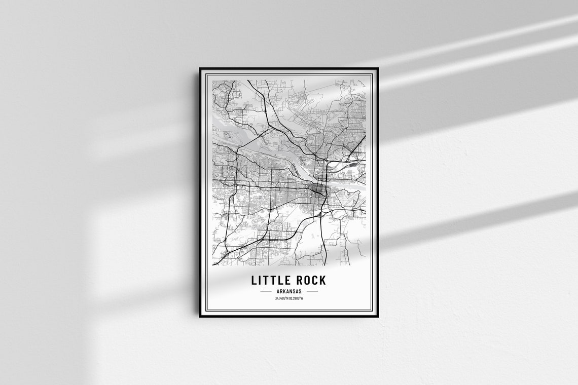 Little Rock Arkansas City Street Map Minimalist Black White Poster - Image 4