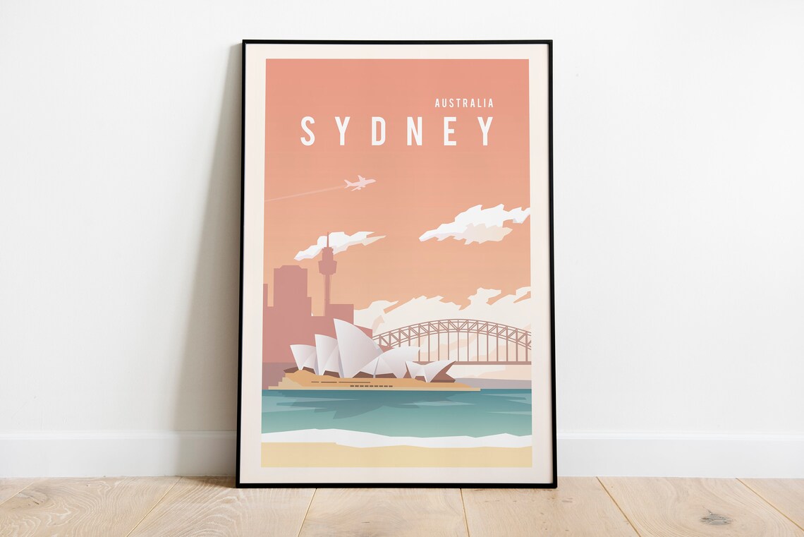 Sydney Australia Travel Poster, Gallery Wall Art