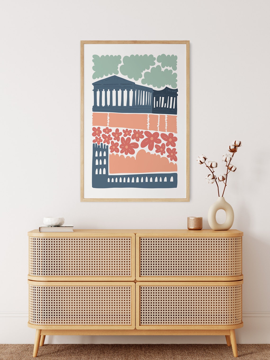 Athens Acropolis Greece Blue Parthenon Columns Abstract Art Poster - Image 4