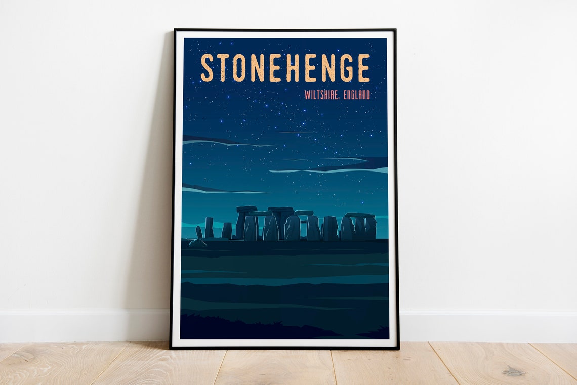 Stonehenge Wiltshire England Travel Poster Stonehenge Wall Art Stonehengetravel Print Stonehenge England Travel Illustration Art