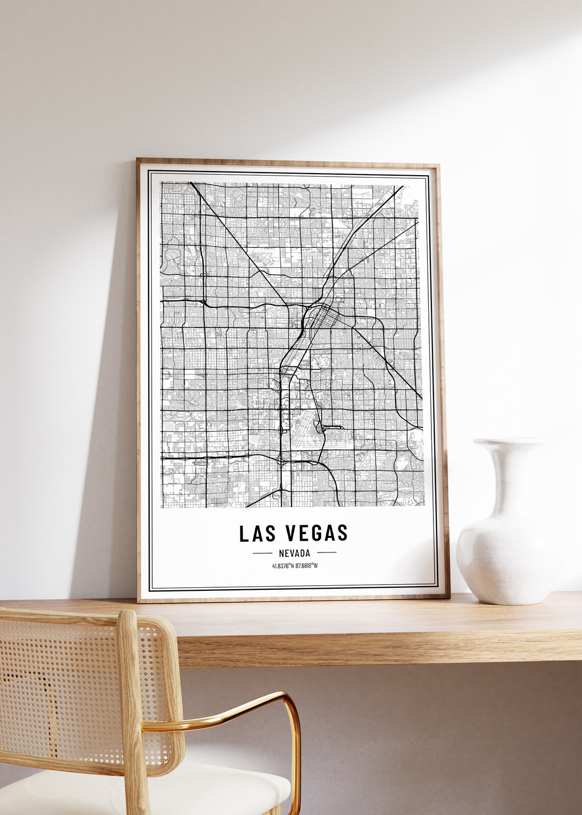 Las Vegas Nevada Street Map Black and White Minimalist City Poster - Image 4
